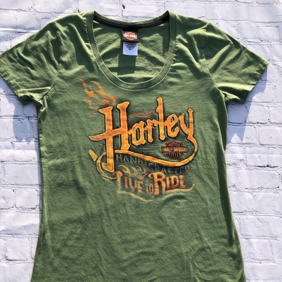 Green Live to Ride Harley Shirt - Picture 1 of 5